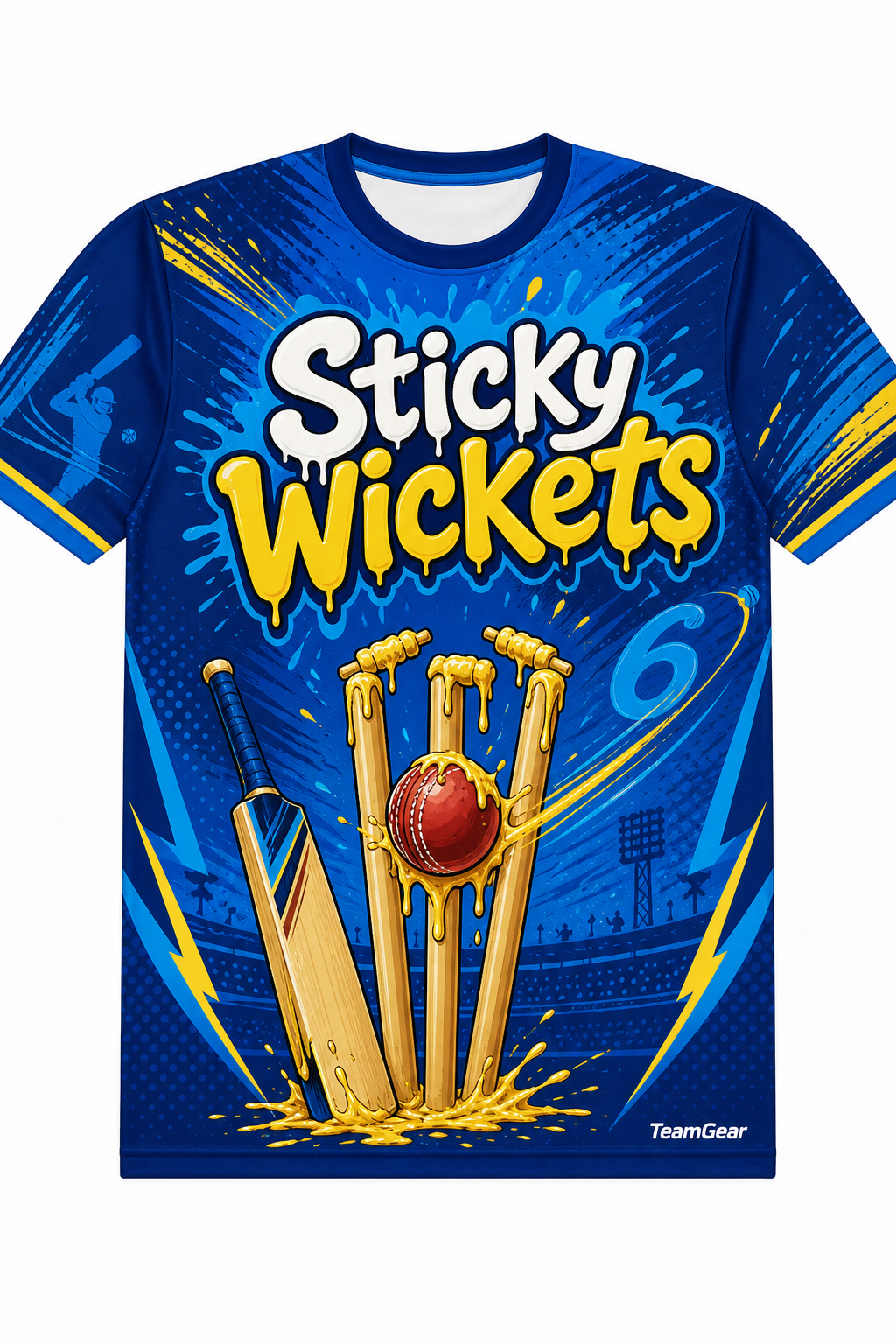 Sticky Wickets Blue Cricket Jersey design