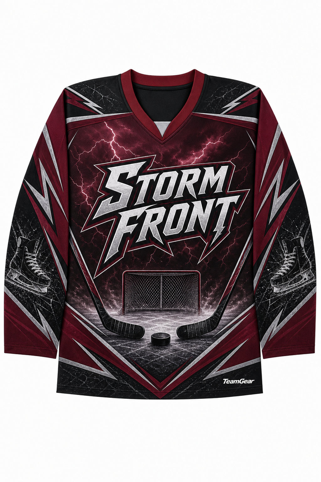 Storm Front Maroon Hockey Jersey design
