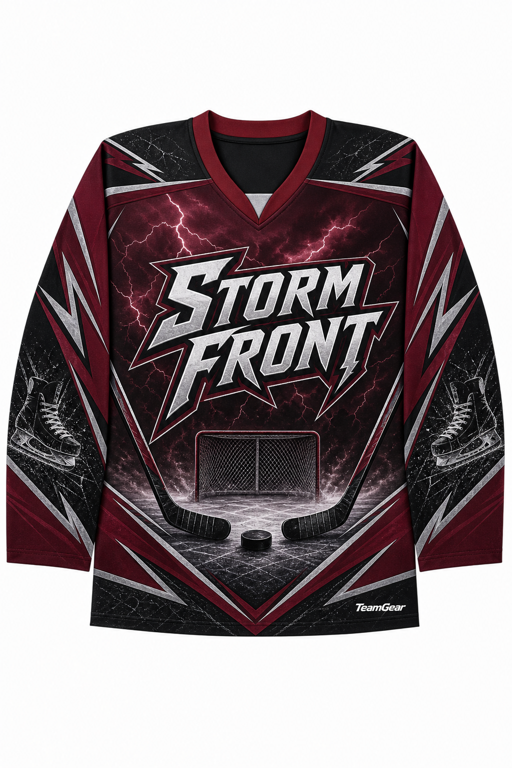 Storm Front Maroon Hockey Jersey design