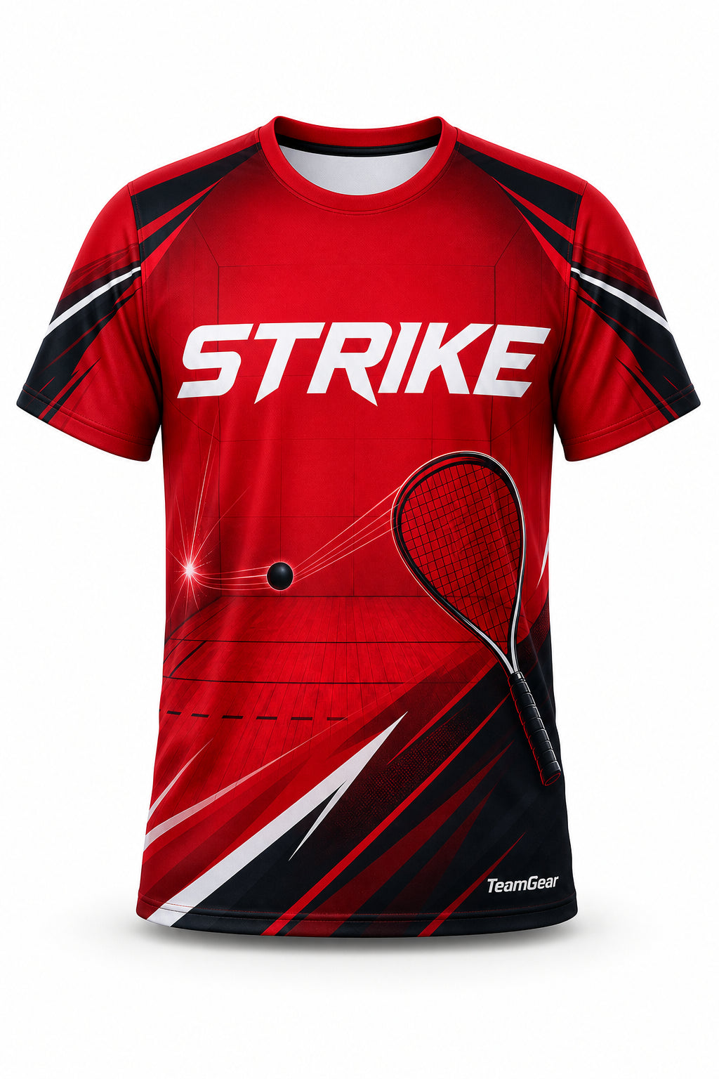 STRIKE Red Racquetball Jersey - front and back view
