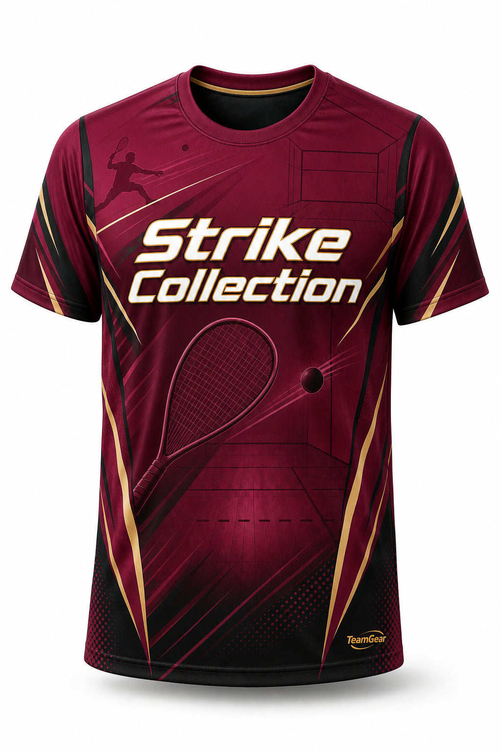 Strike Collection Maroon Racquetball Jersey - front and back view