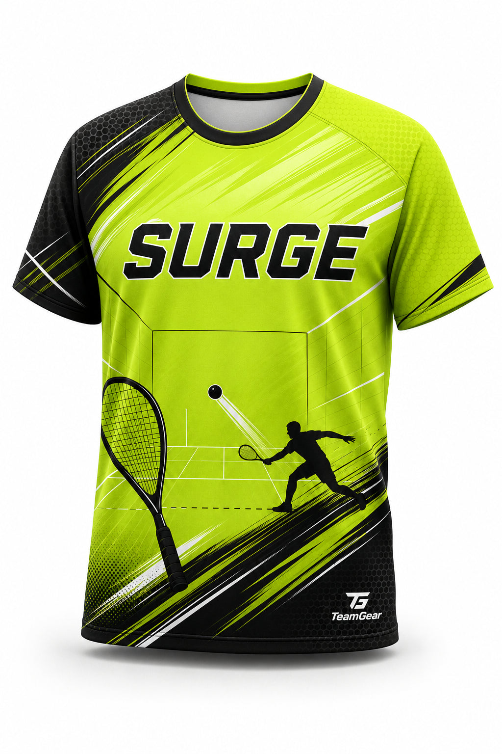 SURGE Lime Racquetball Jersey - front and back view