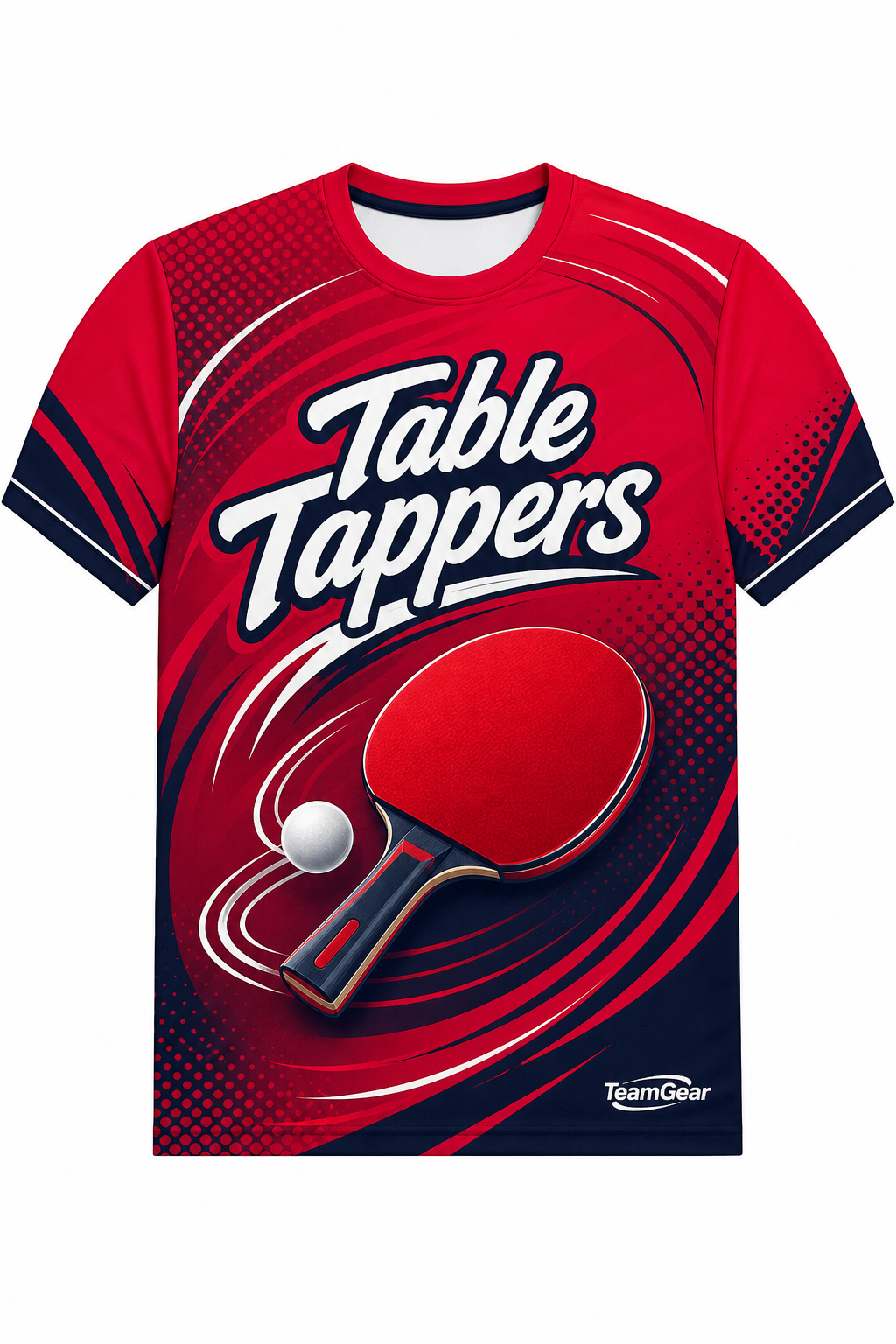 Table Tappers Crimson Table Tennis Jersey with name and number