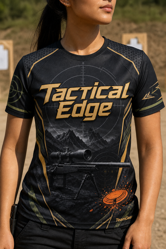 Tactical Edge Black Shooting Jersey — custom shooting jersey worn on model — TeamGear Canada