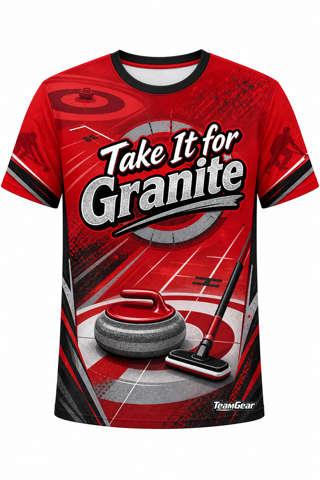Take It for Granite Red Curling Jersey design