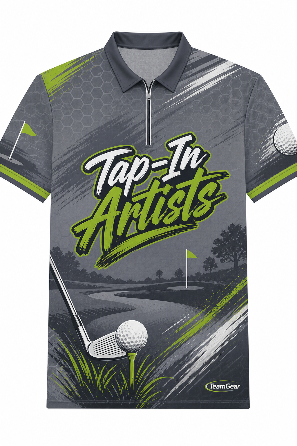 Tap-In Artists Grey Golf Polo design