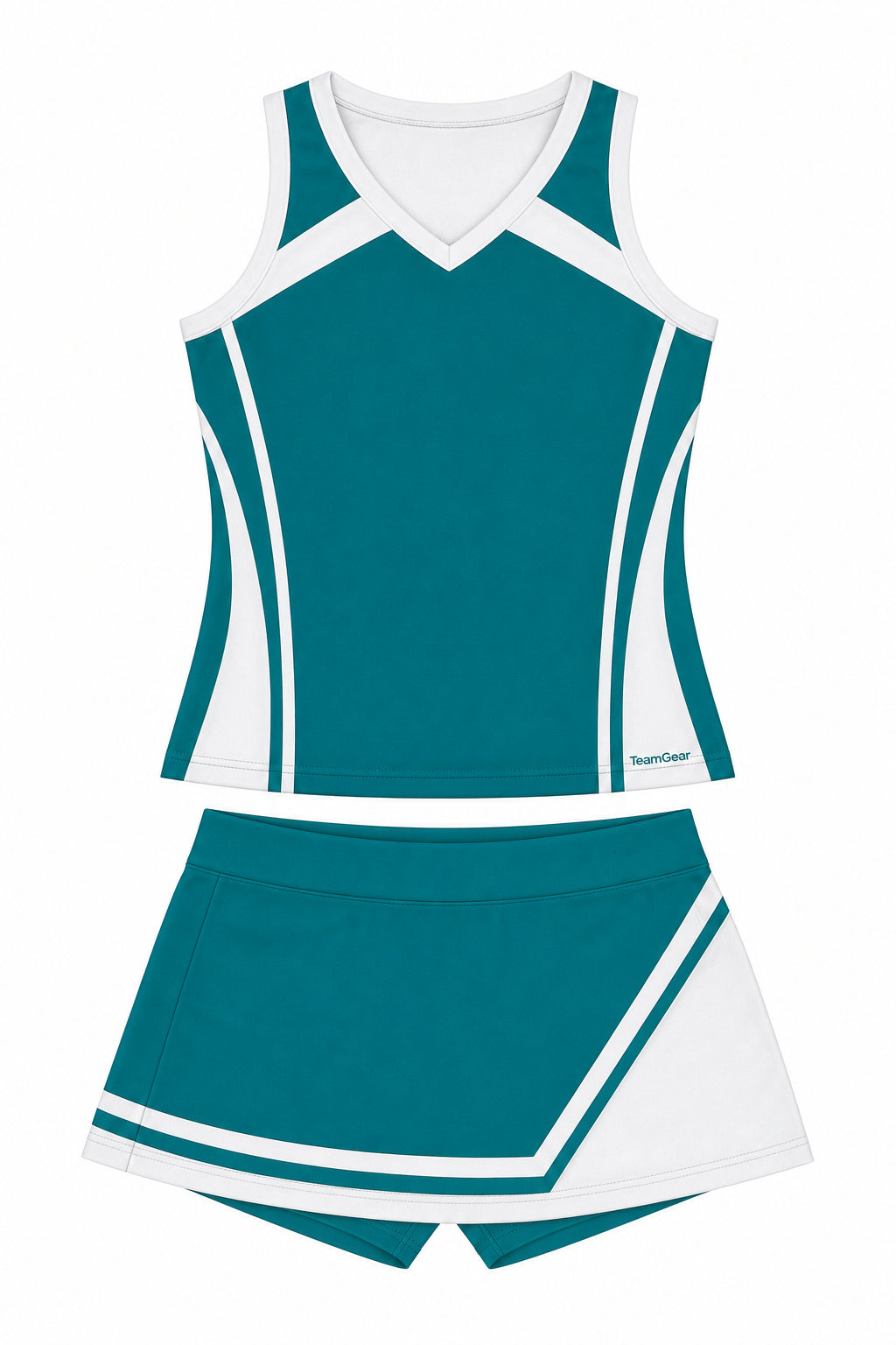 Teal and White Cheerleading Uniform design