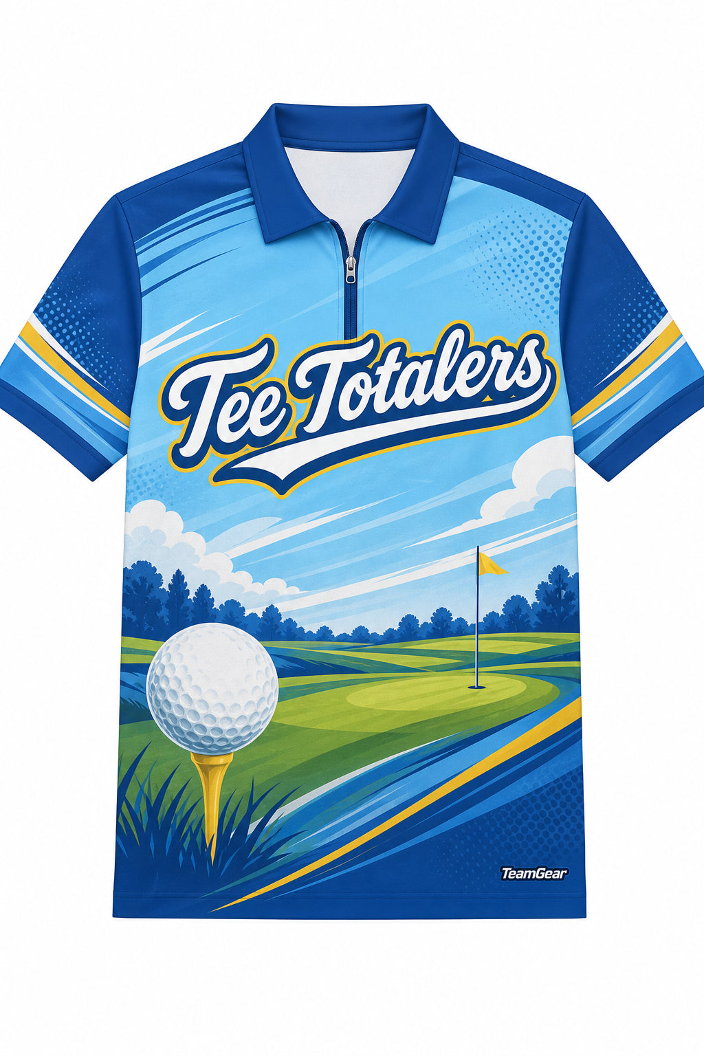 Tee Totalers Blue Golf Polo design