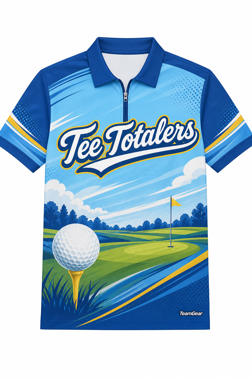 Tee Totalers Blue Golf Polo design