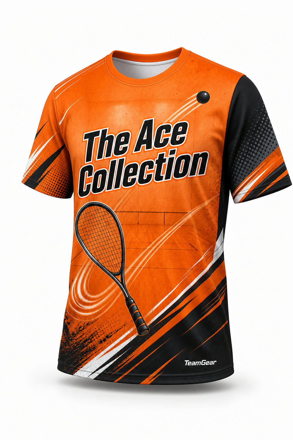 The Ace Collection Orange Racquetball Jersey - front and back view
