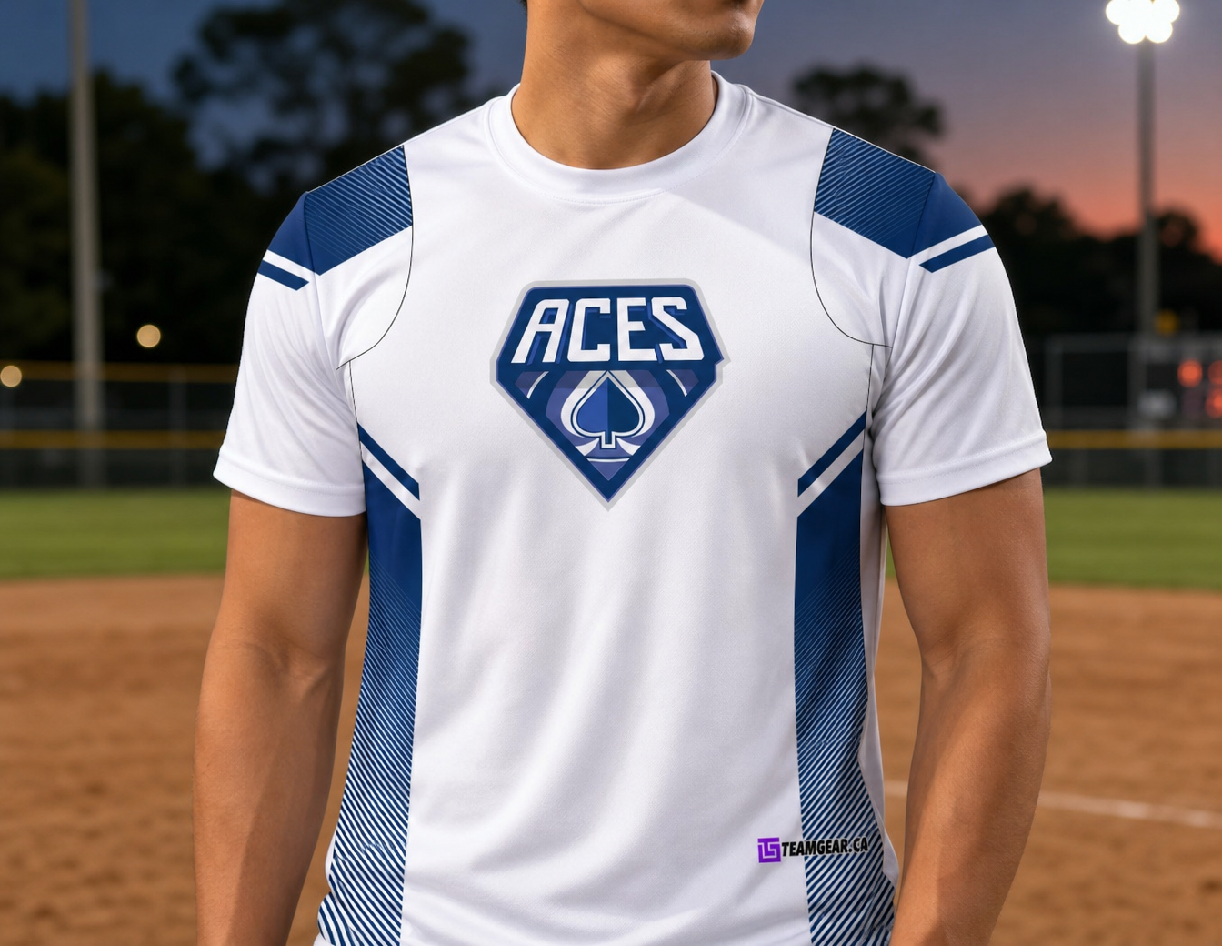 The Aces Softball Jersey — custom softball jersey worn on model — TeamGear Canada