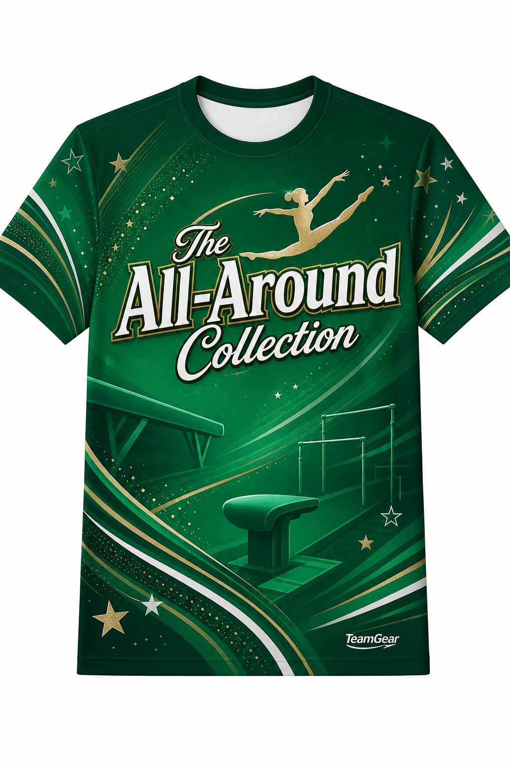The All-Around Collection Green Gymnastics Jersey with name and number