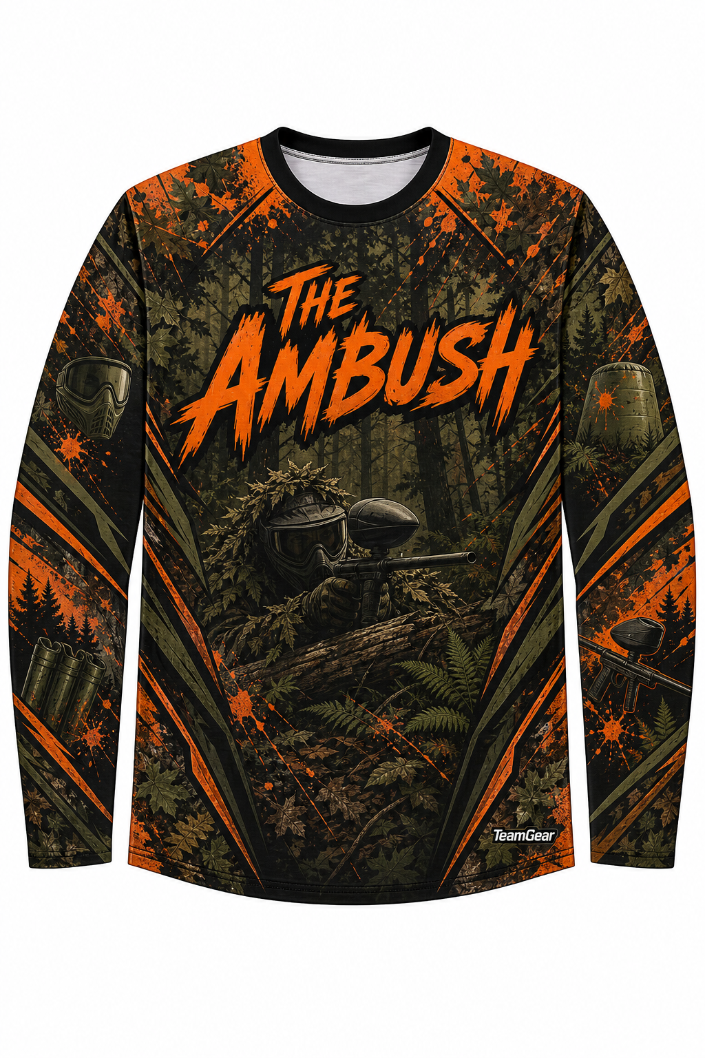 The Ambush Orange Long Sleeve Paintball Jersey design