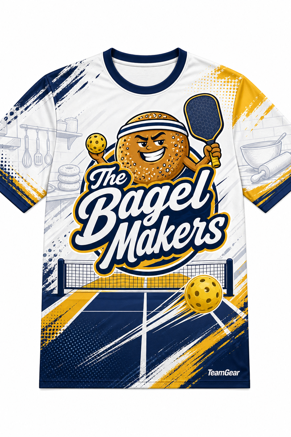The Bagel Makers White Pickleball Jersey with name and number