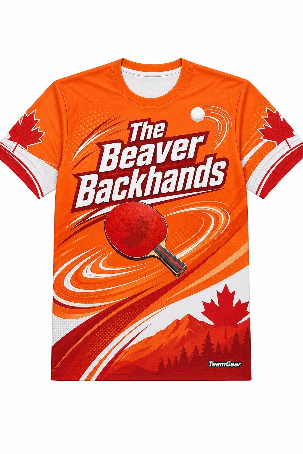 The Beaver Backhands Orange Table Tennis Jersey with name and number