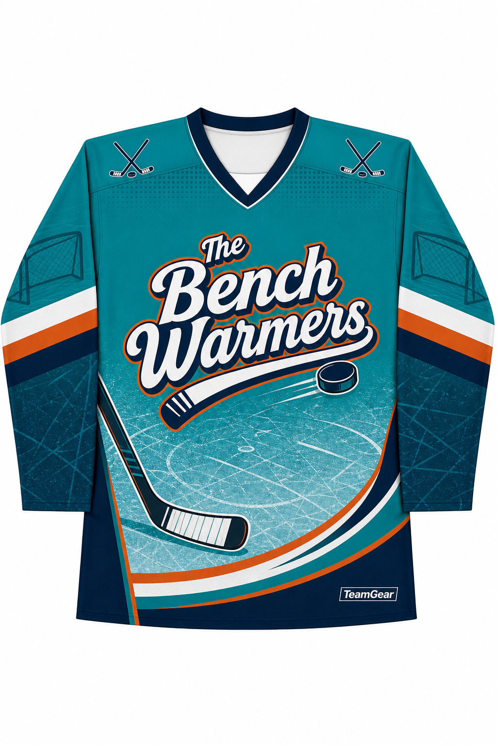 The Bench Warmers Teal Hockey Jersey design