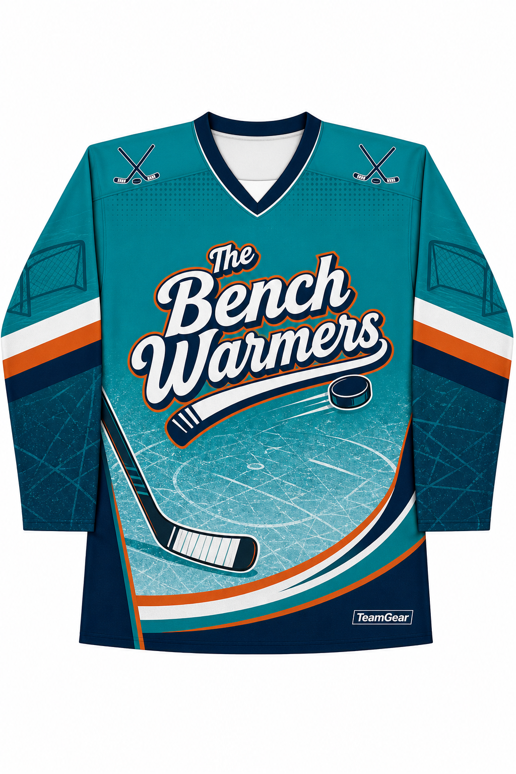 The Bench Warmers Teal Hockey Jersey design
