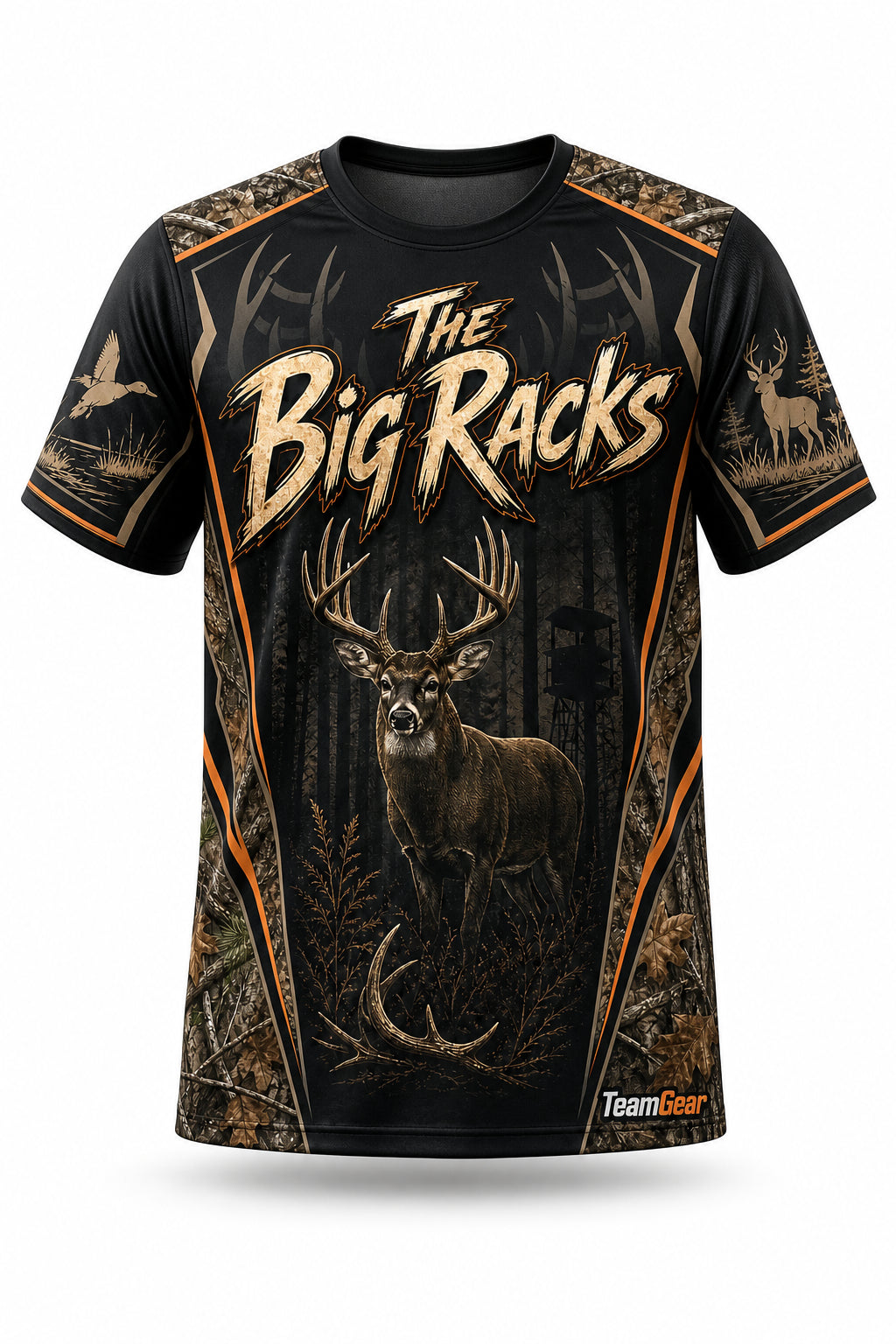The Big Racks Black Hunting Jersey - front and back view