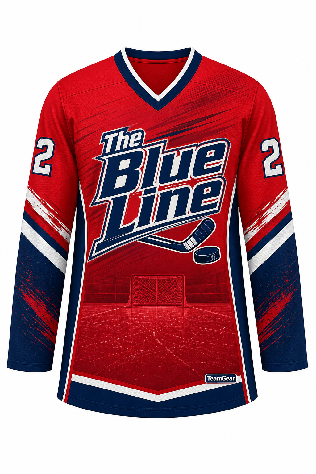 The Blue Line Red Hockey Jersey design