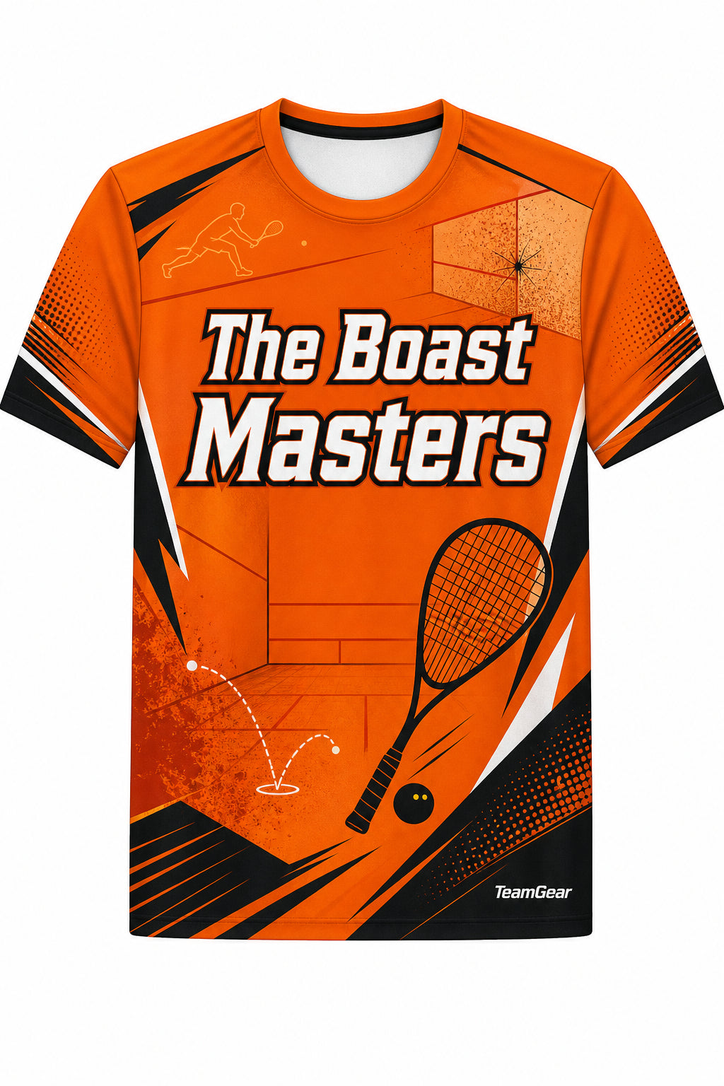 The Boast Masters Orange Squash Jersey with name and number