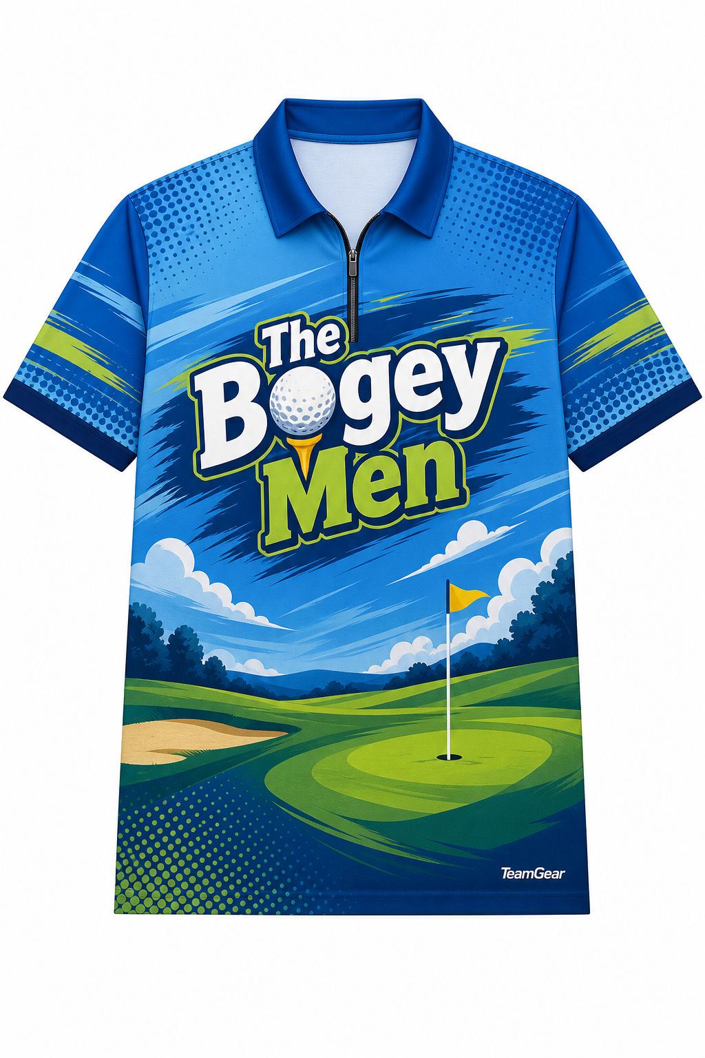 The Bogey Men Blue Golf Polo design