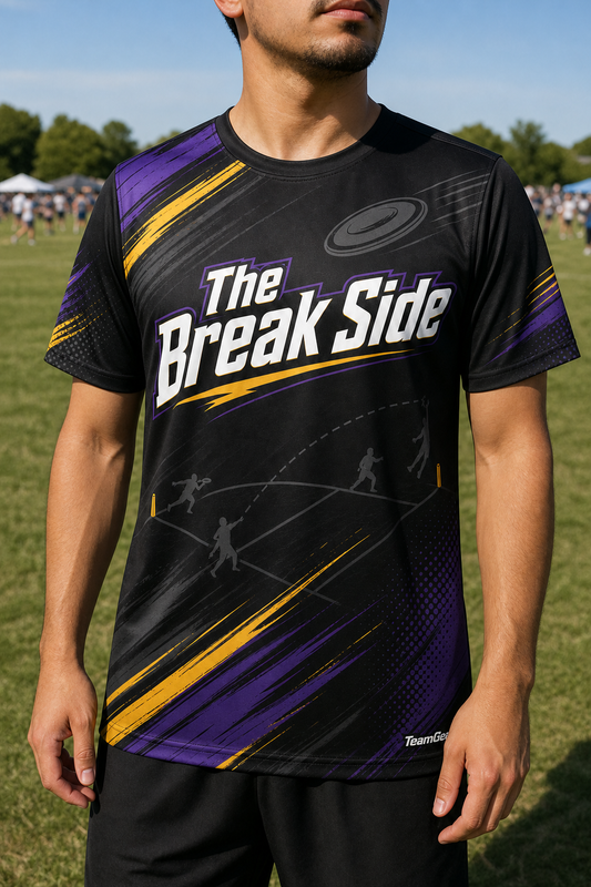 The Break Side Black Ultimate Frisbee Jersey — custom ultimate frisbee jersey worn on model — TeamGear Canada
