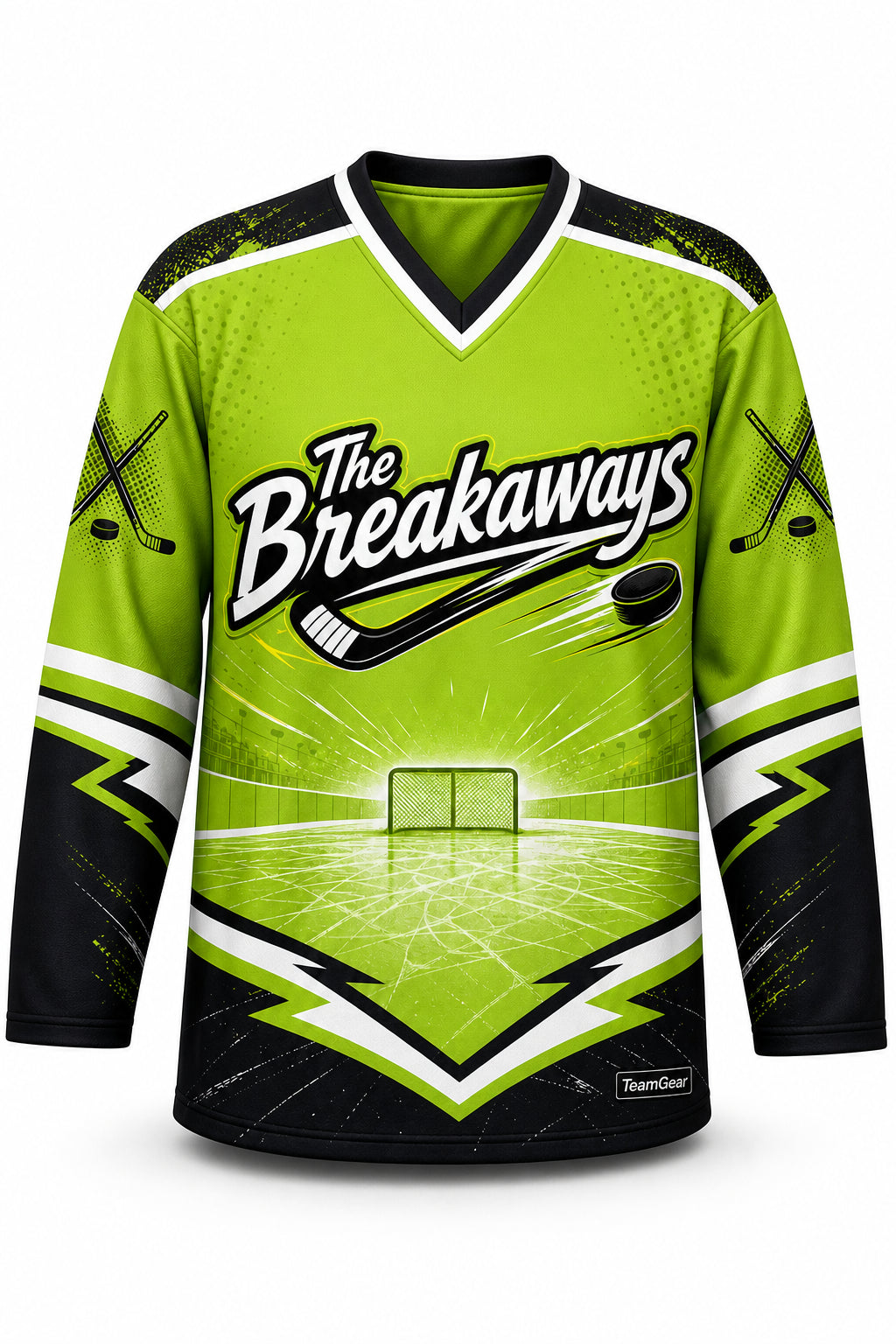 The Breakaways Lime Hockey Jersey - front and back view