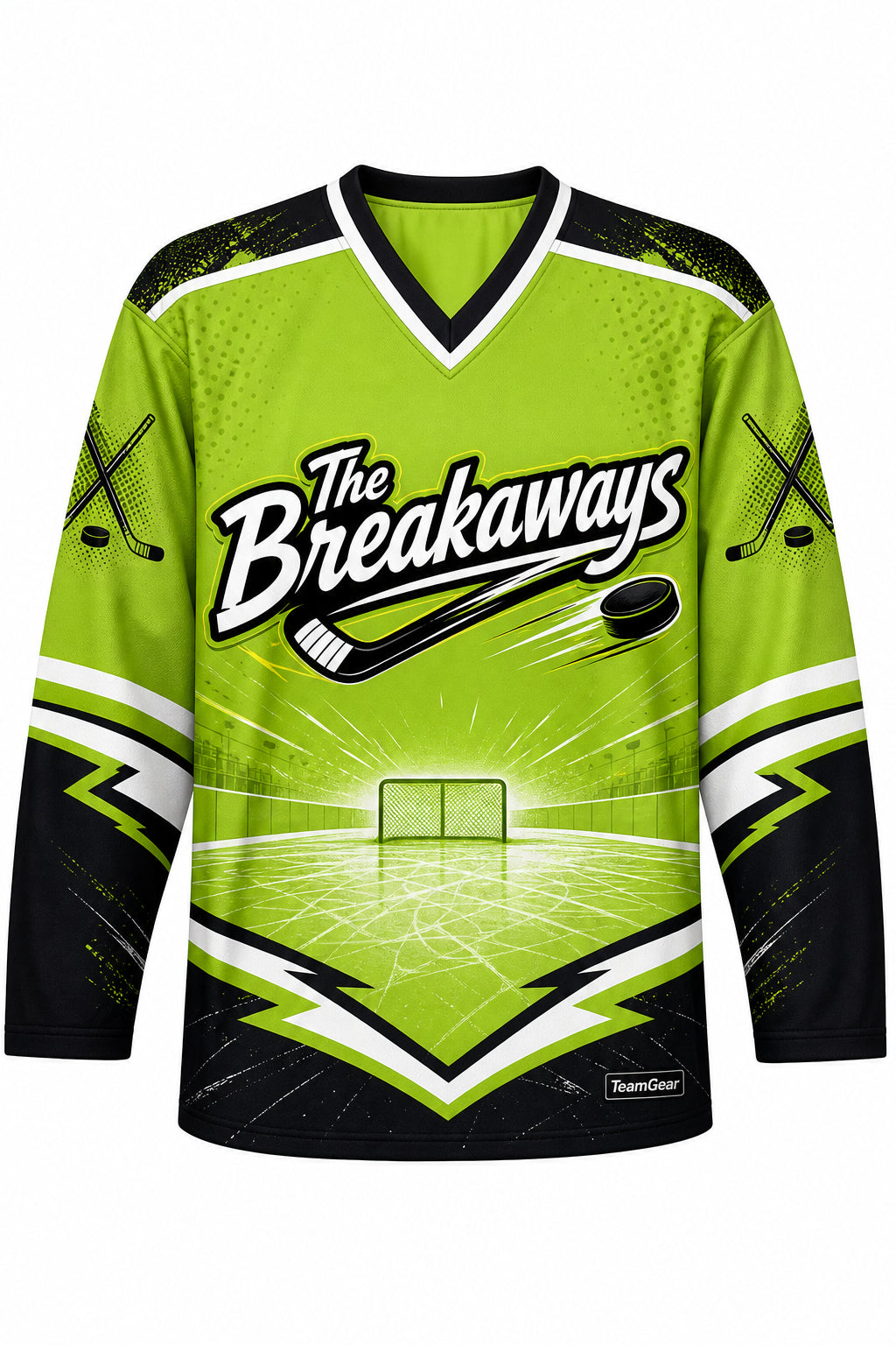 The Breakaways Lime Hockey Jersey design