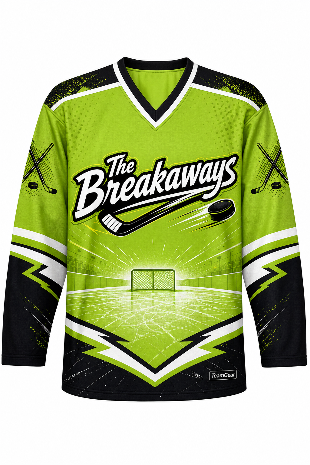 The Breakaways Lime Hockey Jersey design