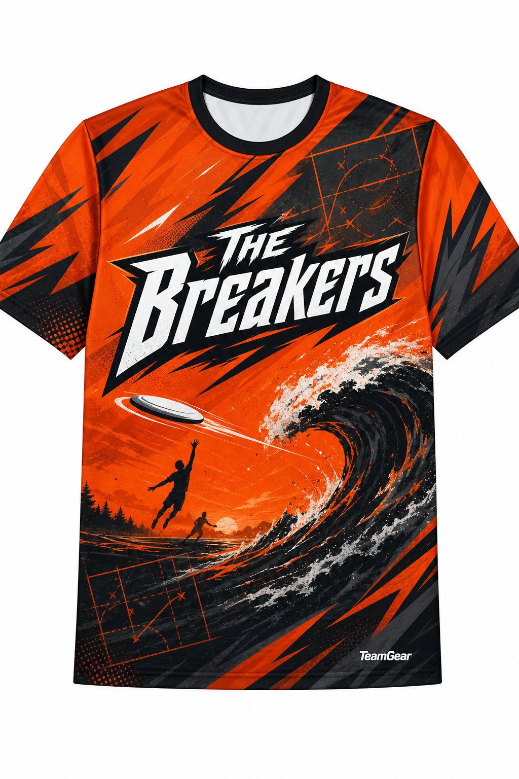 The Breakers Orange Ultimate Frisbee Jersey design