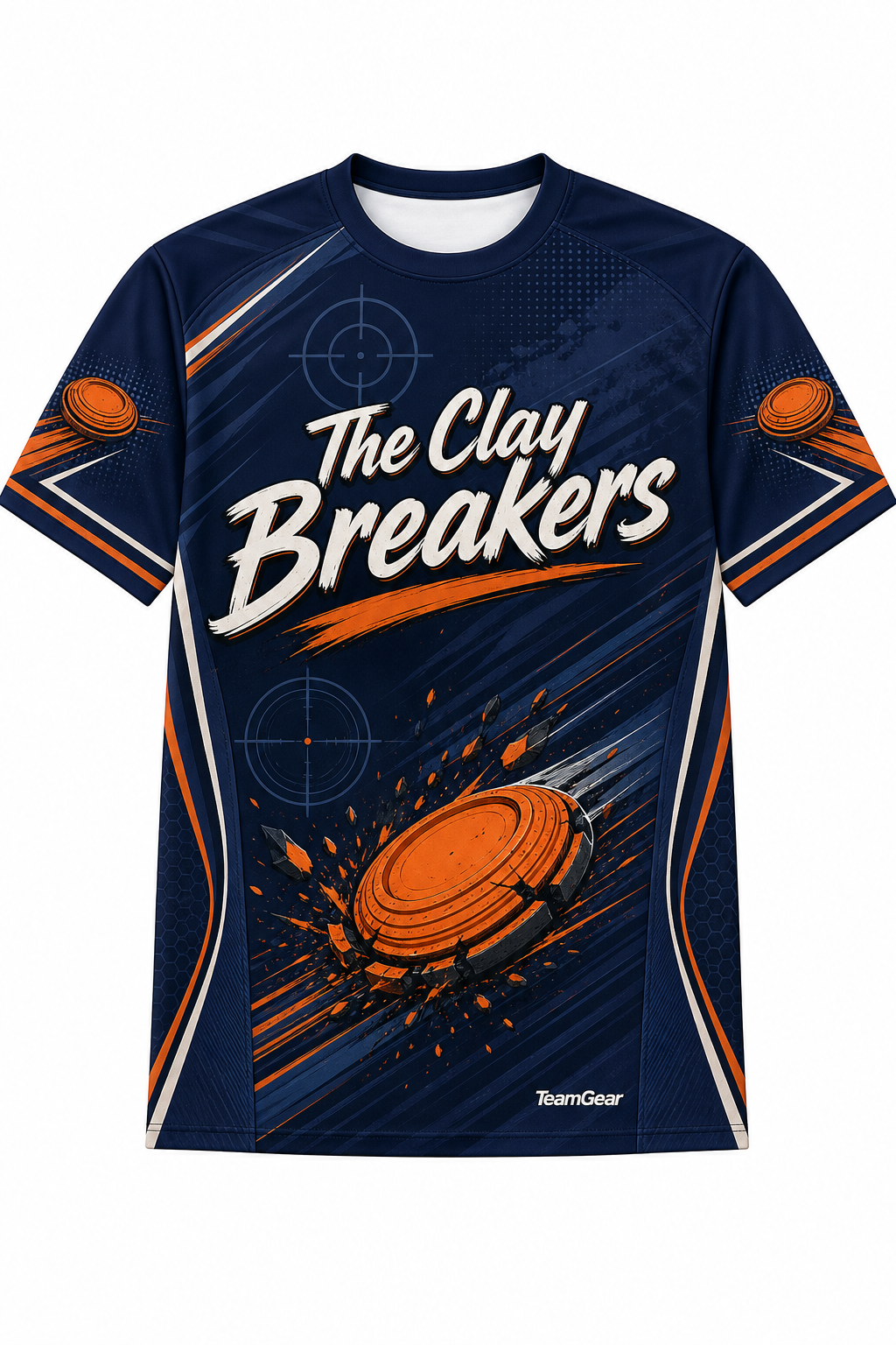 The Clay Breakers Navy Shooting Jersey design