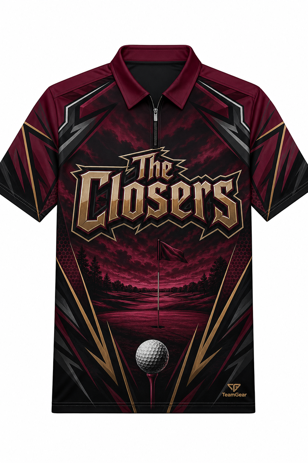 The Closers Maroon Golf Polo design