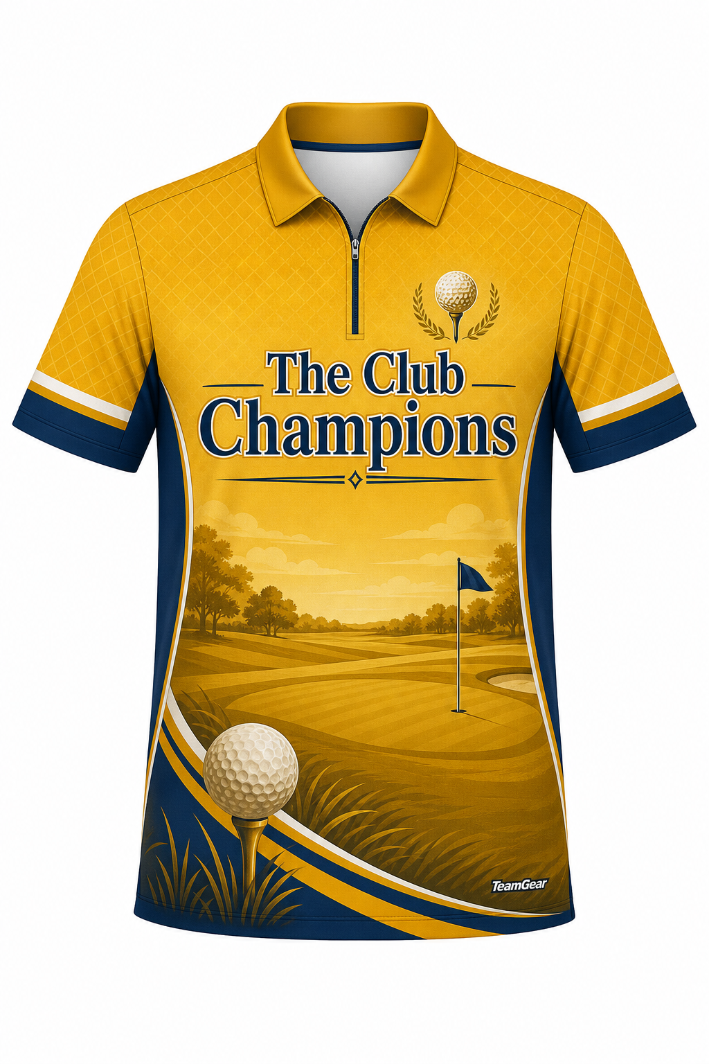 The Club Champions Gold Golf Polo design