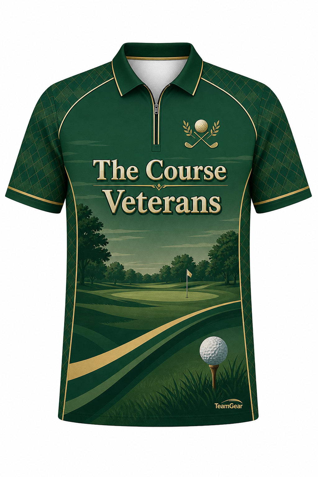 The Course Veterans Green Golf Polo design