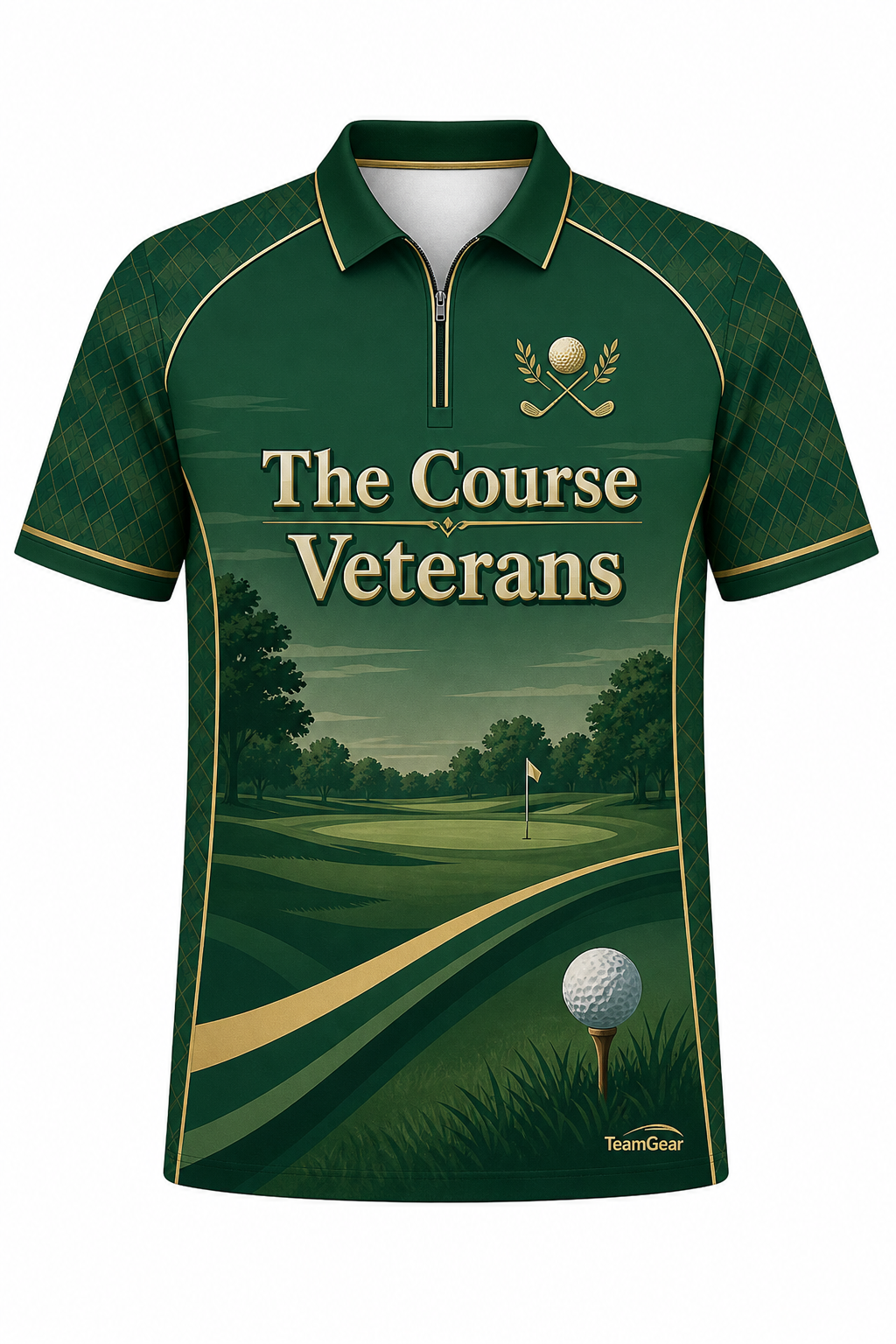 The Course Veterans Green Golf Polo design