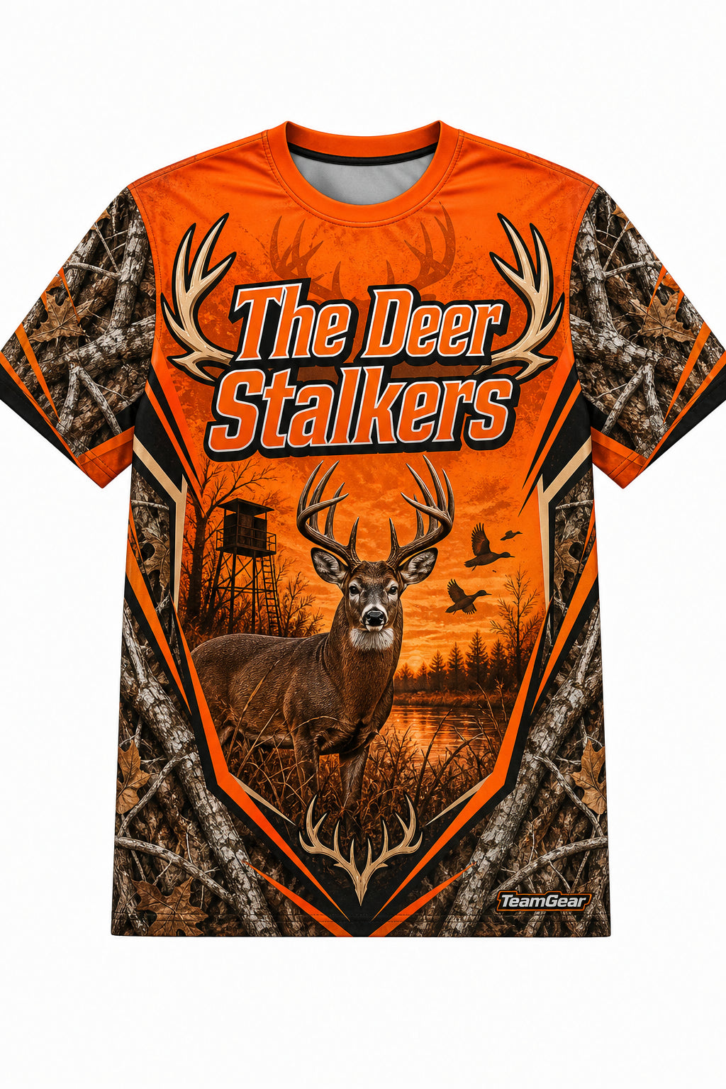 The Deer Stalkers Orange Hunting Jersey design