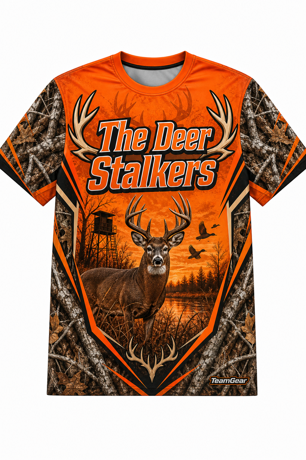 The Deer Stalkers Orange Hunting Jersey design