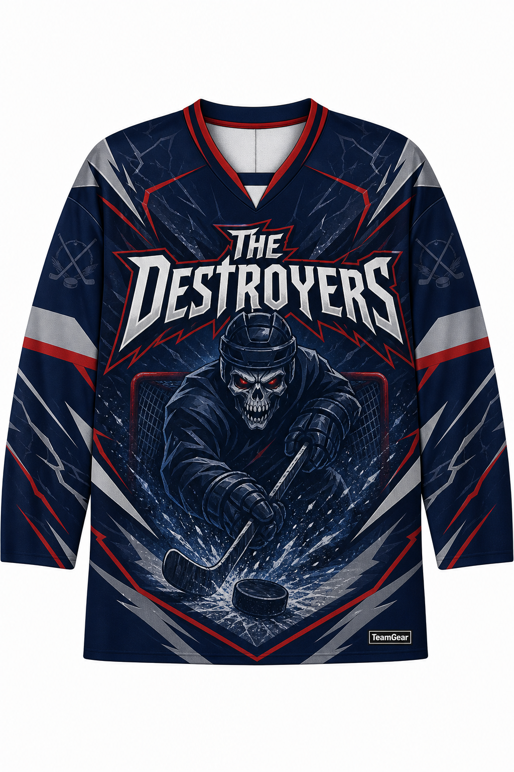 The Destroyers Navy Hockey Jersey design