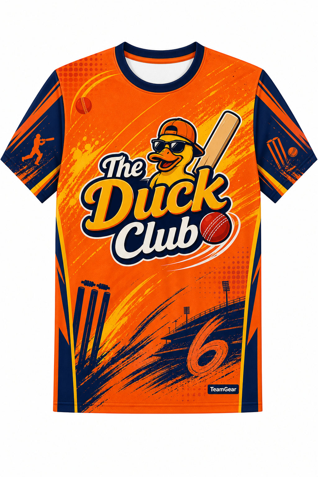 The Duck Club Orange Cricket Jersey design