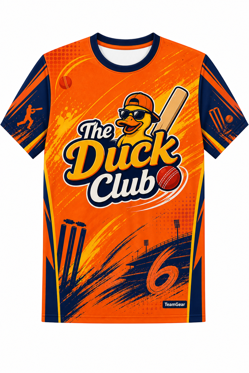 The Duck Club Orange Cricket Jersey design