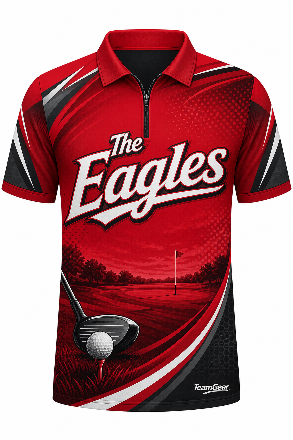The Eagles Red Golf Polo design