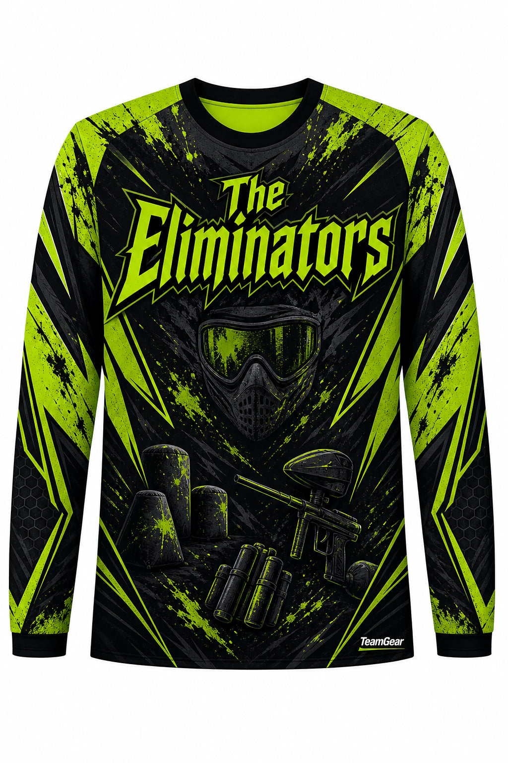The Eliminators Lime Long Sleeve Paintball Jersey design