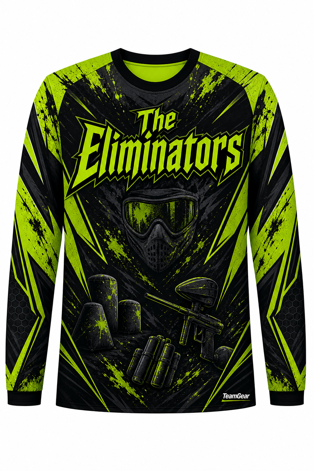 The Eliminators Lime Long Sleeve Paintball Jersey design