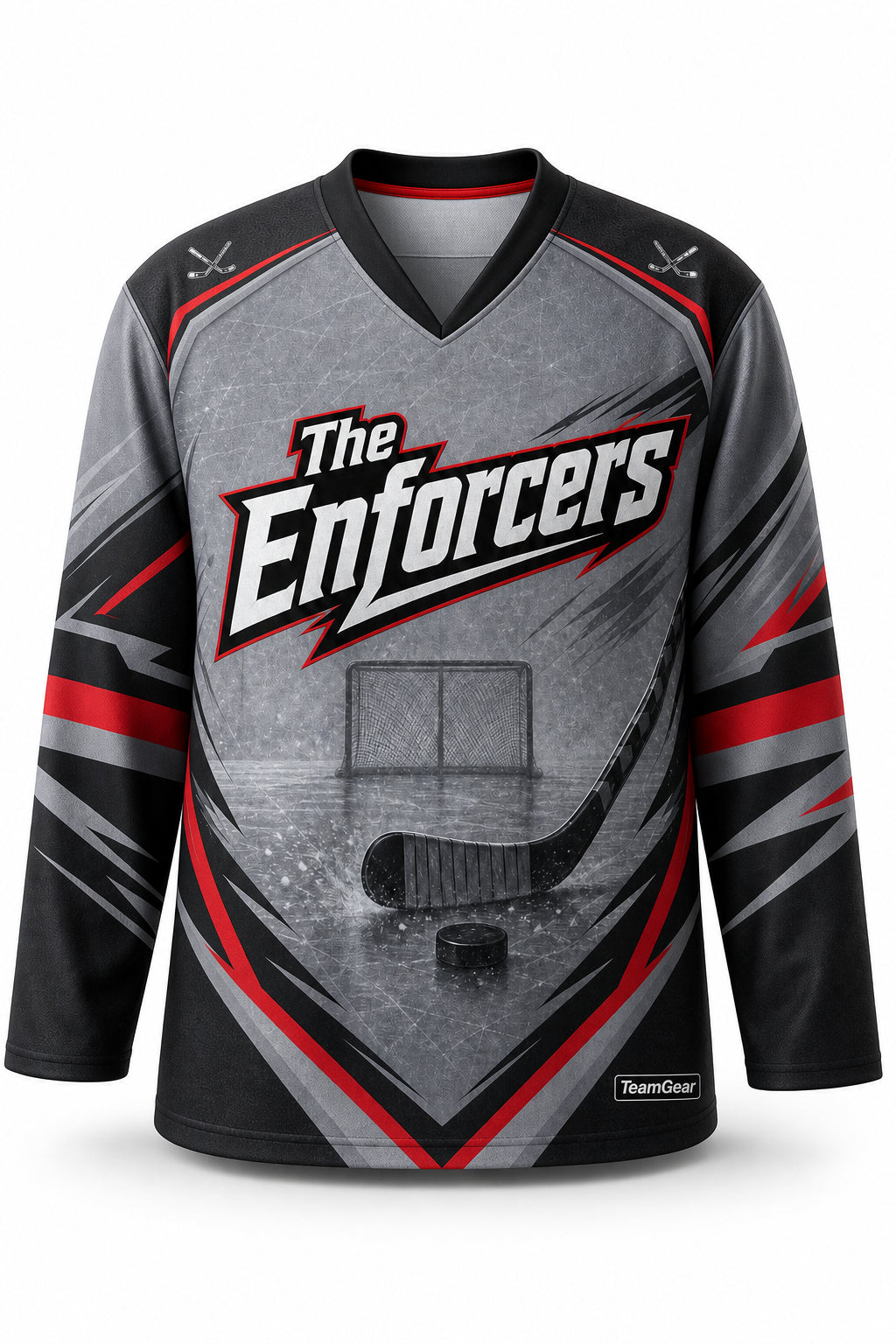 The Enforcers Grey Hockey Jersey - front and back view