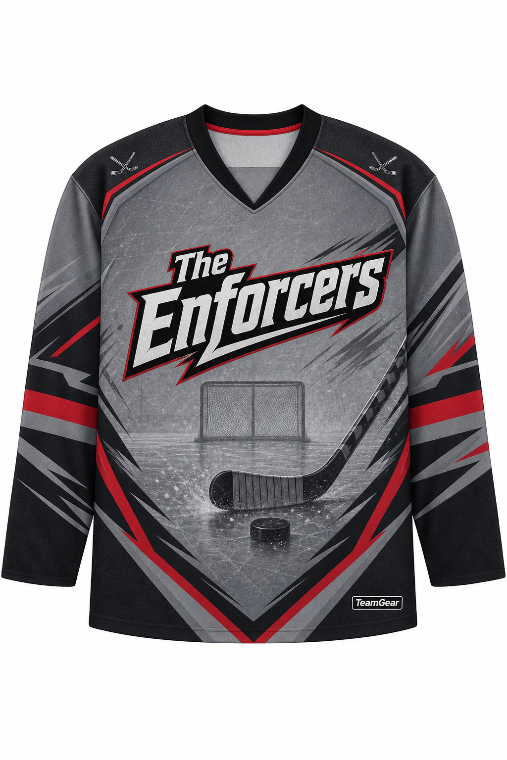 The Enforcers Grey Hockey Jersey design