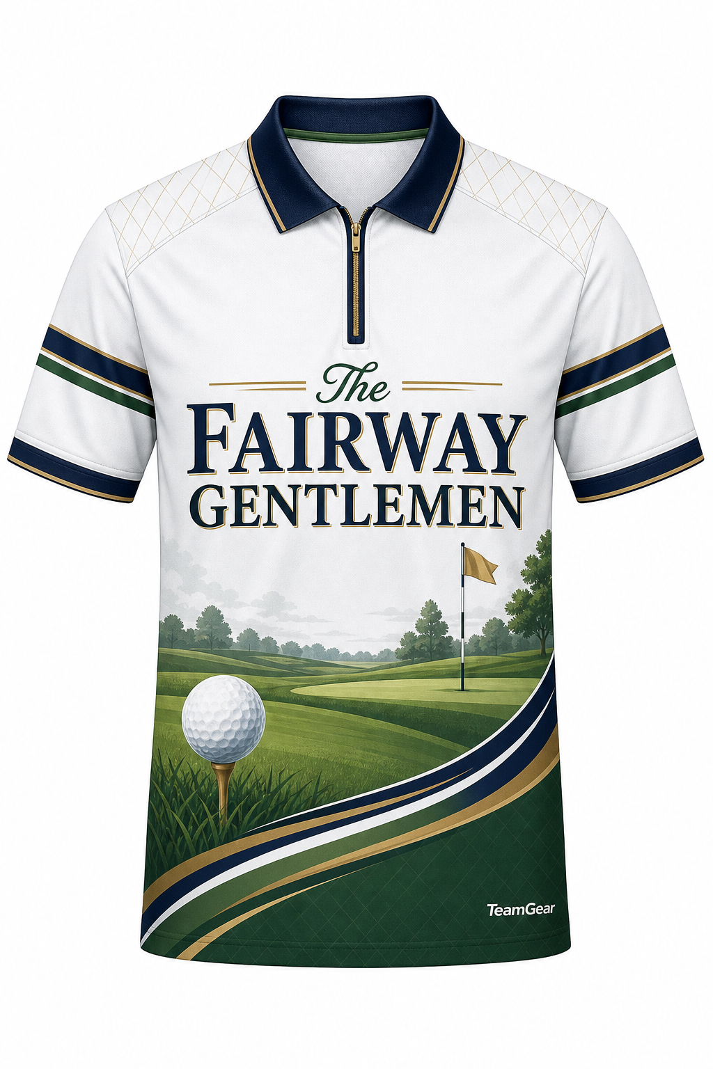 The Fairway Gentlemen White Golf Polo design
