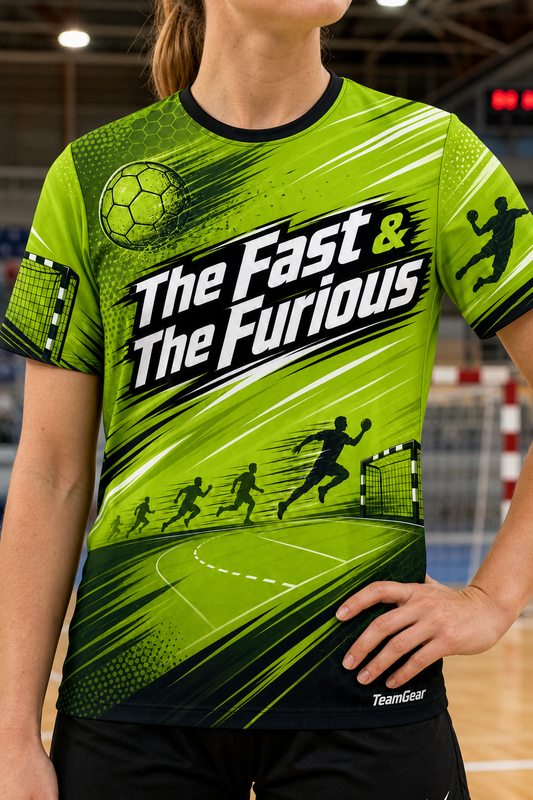 The Fast & The Furious Lime Handball Jersey — custom handball jersey worn on model — TeamGear Canada