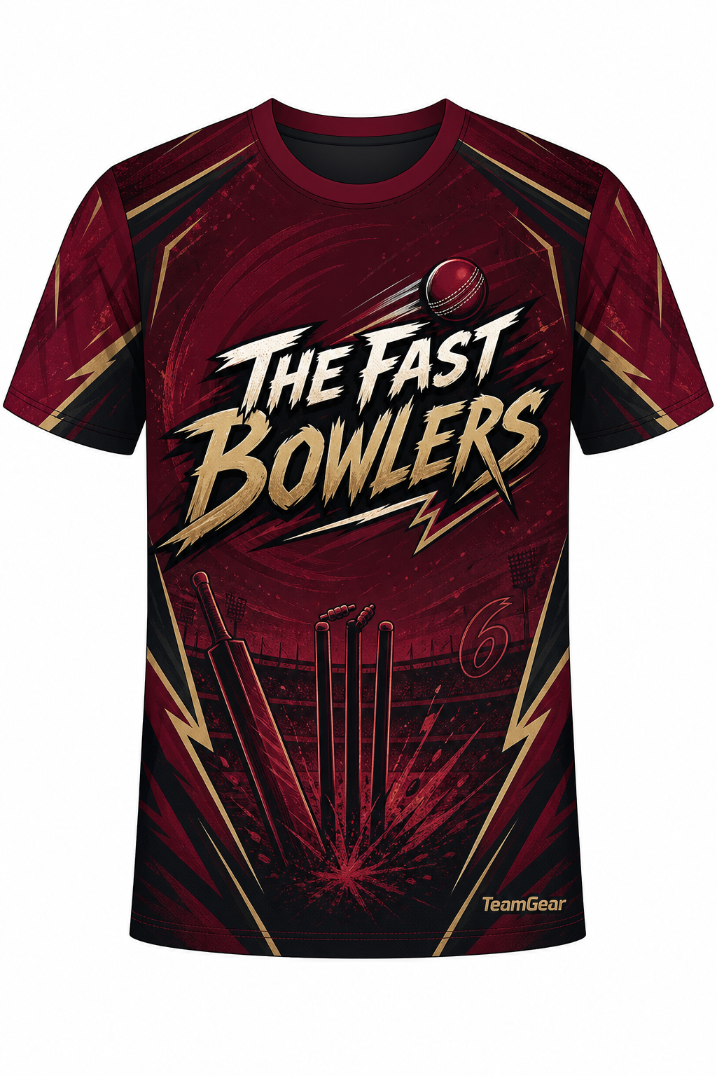 The Fast Bowlers Maroon Cricket Jersey design