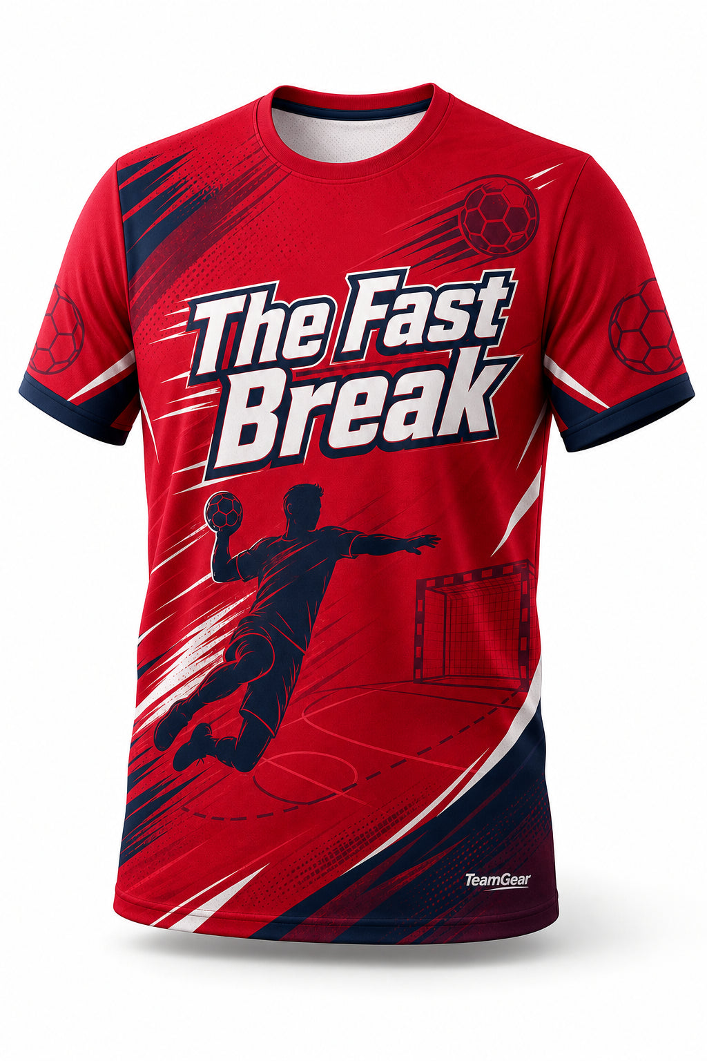 The Fast Break Crimson Handball Jersey - front and back view
