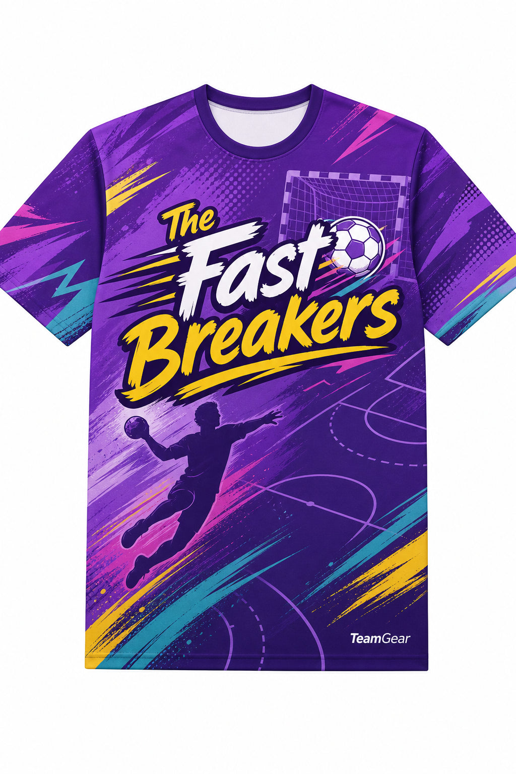 The Fast Breakers Purple Handball Jersey design